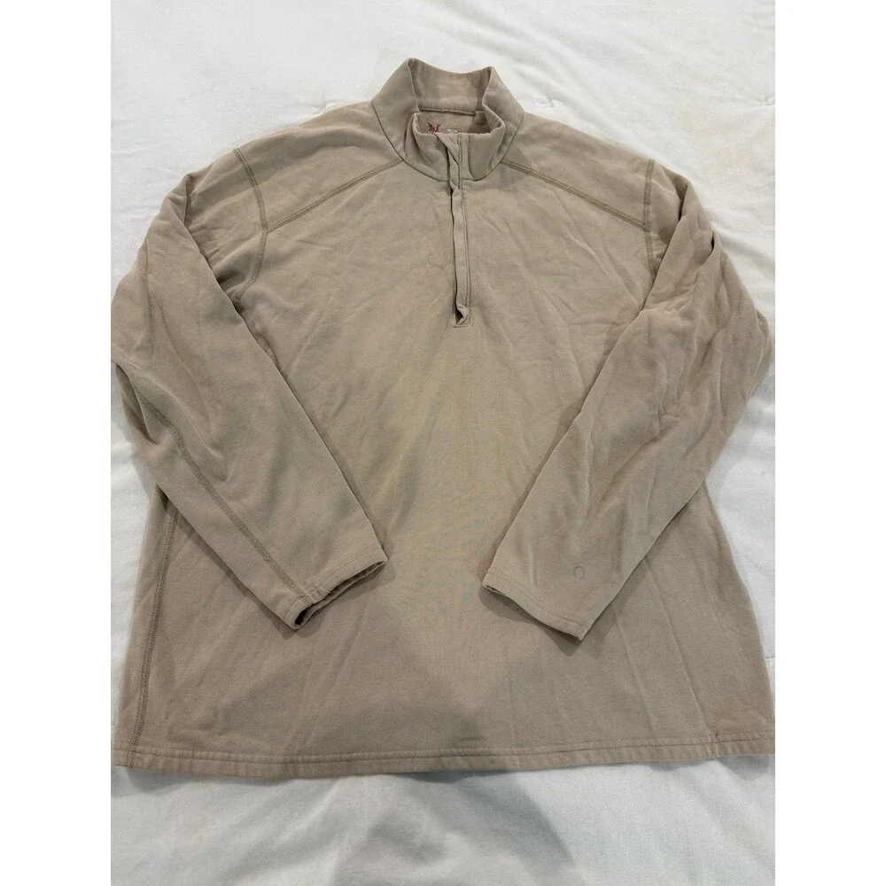 Drifire Men's Tan Quarter Zip Long Sleeve Sweatshirt Pullover large